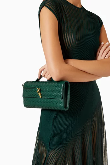 Long Andiamo Handle Clutch in Intrecciato Leather