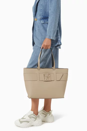 Medium Susy AX Logo Shopping Tote Bag in Faux-leather
