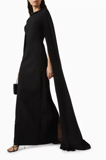 Eclair Beaded-neck Maxi Dress in Crepe