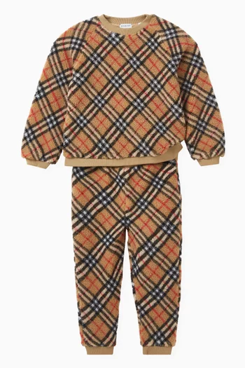 Check Print Track Pants in Fleece