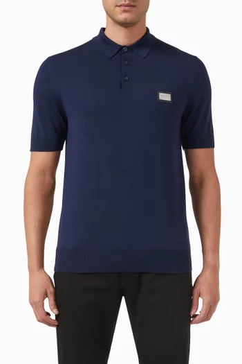 Logo-plaque Polo Shirt in Wool