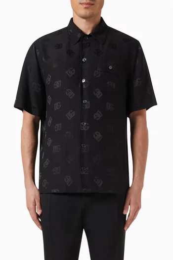 DG Monogram Hawaiin Shirt in Silk-jacquard