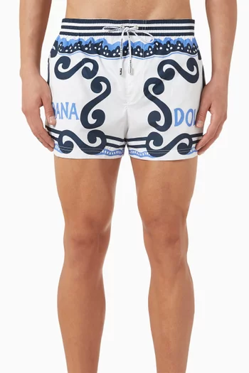 Marina Print Swim Shorts in Nylon