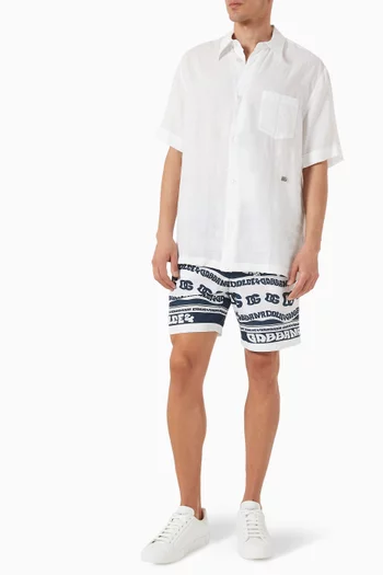 Marina Print Mid-length Swim Shorts in Nylon