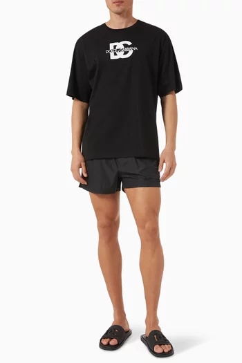 شورت سباحة بشريط شعار الماركة نايلون