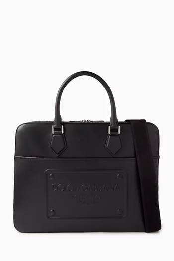 Logo-embossed Briefcase in Leather