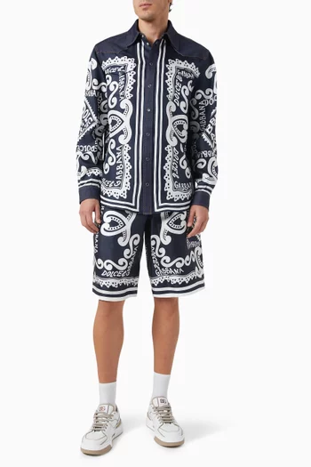 Marina Print Shirt in Silk & Denim