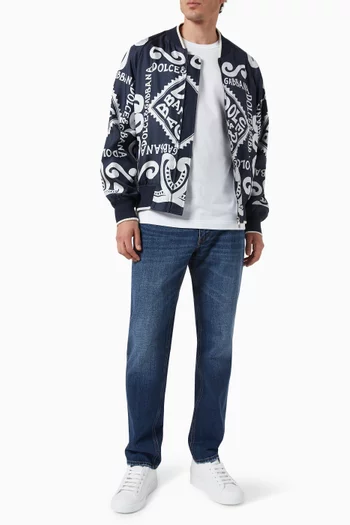 Marina Print Bomber Jacket in Silk