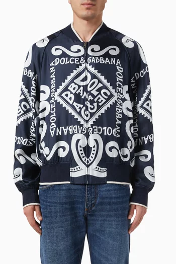 Marina Print Bomber Jacket in Silk