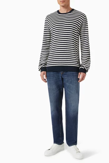Striped Logo-embroidered Sweater in Viscose Knit