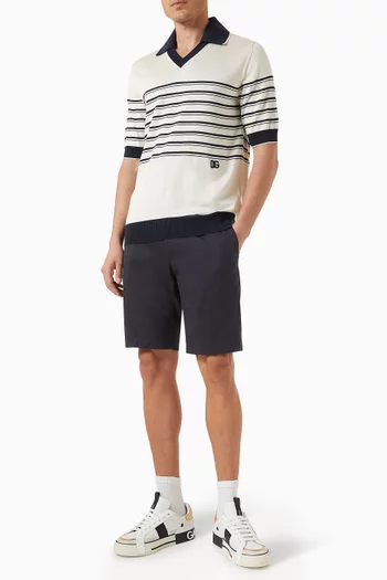 Striped Polo Shirt in Silk