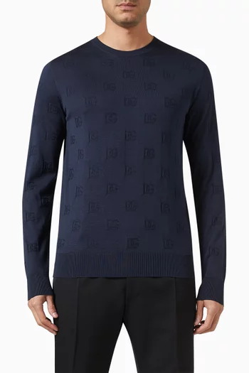 All-over Embroidered Logo Sweater in Silk