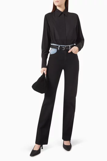 Contrast Bib Shirt in Silk