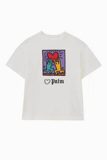 Neon Palms Print T-Shirt in Cotton