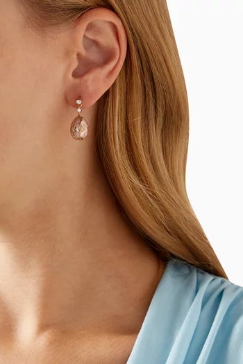 Heritage Diamond & Guilloché Drop Earrings in 18kt Rose Gold