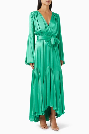 Aliana Belted Gown in Satin