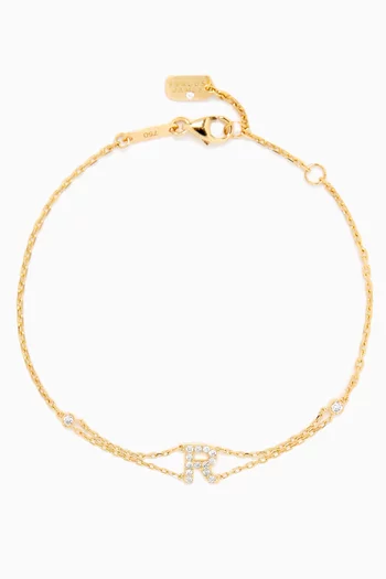Letter "R" Diamond Bracelet in 18kt Gold