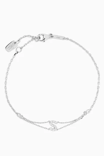 Letter "S" Diamond Bracelet in 18kt White Gold