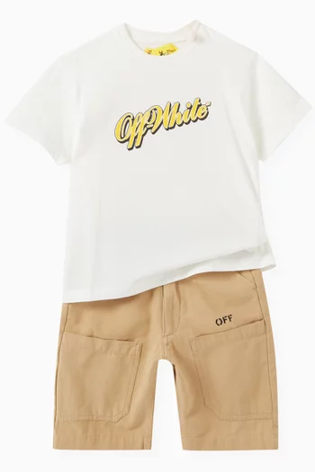 Diagonal  Outline Shorts in Cotton
