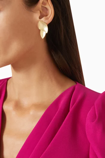 Overlapping Leaf Studs in 18kt Gold-plated Bronze