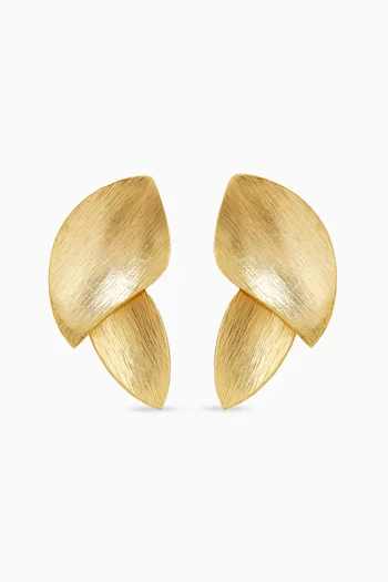 Overlapping Leaf Studs in 18kt Gold-plated Bronze