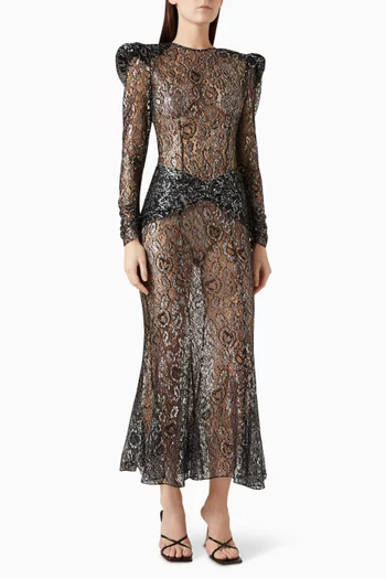 Bow Evening Dress in Lurex-lace