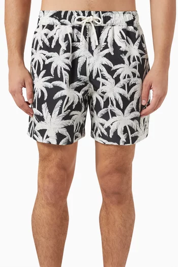 All-over Palms-print Swimshorts in Nylon