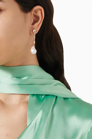 Baroque Pearl & Topaz Drop Earrings in 14kt Gold