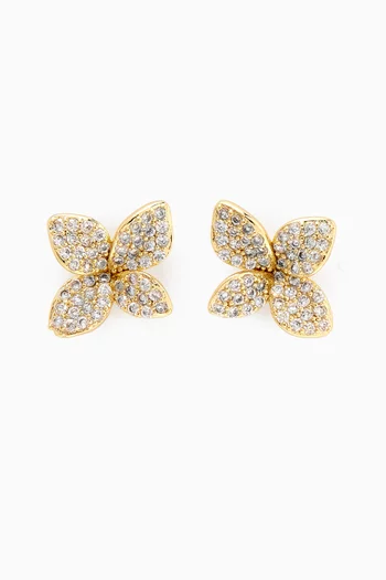 Pavé Fancy Flower Stud Earrings in 14kt Gold-platedBrass