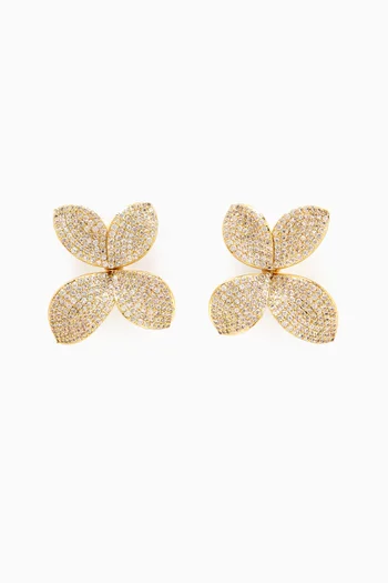Pavé Fancy On The Ear Stud Earrings in 14kt Gold-plated Brass