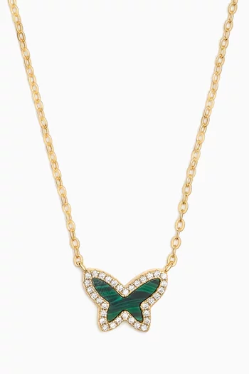 Butterfly Pavé Malachite Necklace in 14kt Gold-plated Sterling Silver