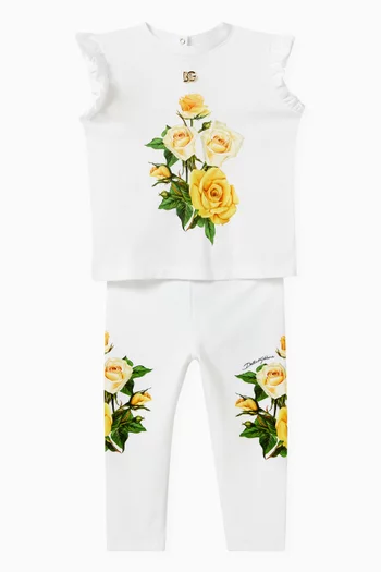 Rose-print Leggings in Cotton