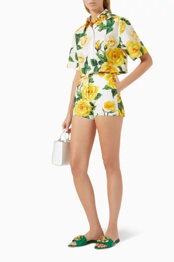 Floral-print Shorts in Cotton-poplin