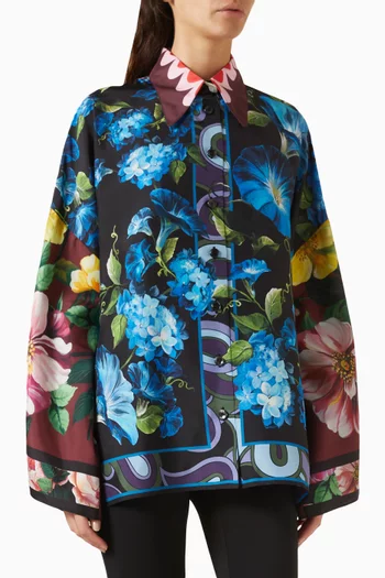 Floral-print Oversized Shirt in Silk