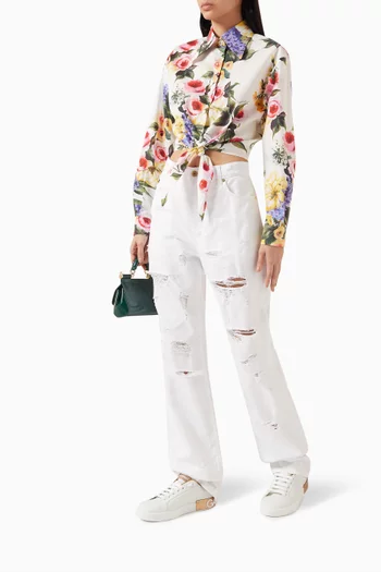 Garden-print Cropped Shirt in Cotton