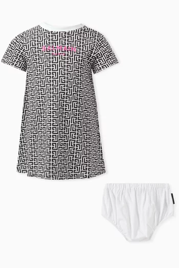 Logo Print Dress in Cotton