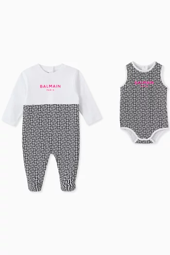 Labyrinth Monogrammed Sleepsuit Set in Cotton-jersey
