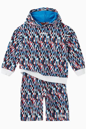 Patterned Hooded Sweatshirt in Cotton