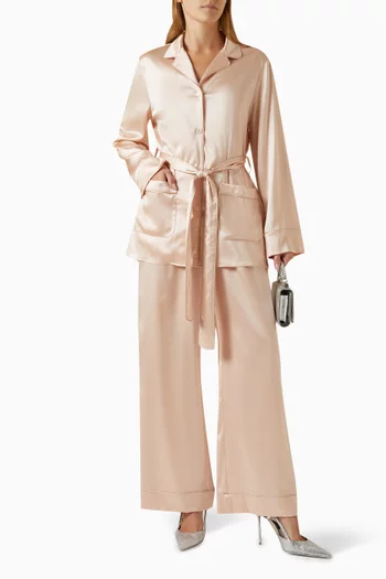 Belted Pyjama Shirt in Stretch-silk