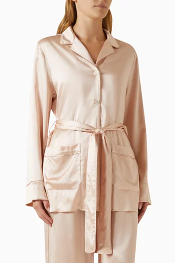 Belted Pyjama Shirt in Stretch-silk