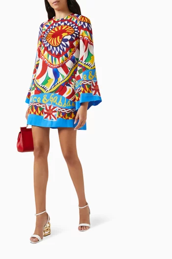 Carreto Print Kimono Mini Dress in Silk