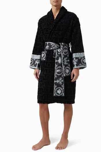 Unisex All-over Logo Bathrobe in Cotton
