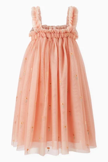 Floral Embroidered Dress in Tulle