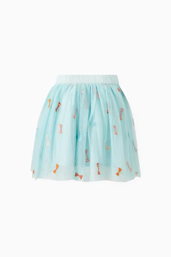 Bow-embroidered Skirt in Tulle