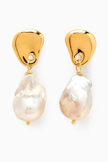 June Pearl Earrings in 18kt Gold-plated Silver