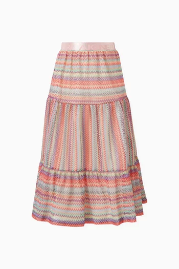 Zig-Zag Tiered Skirt in Polyester