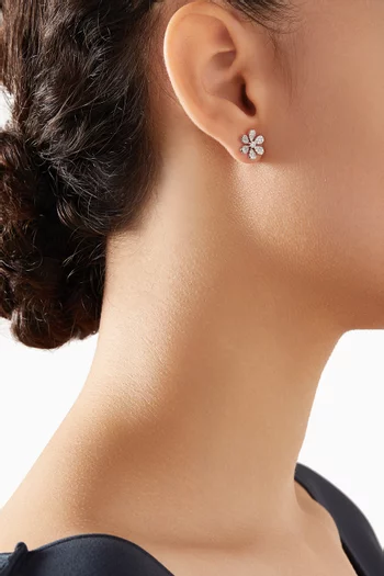 Flora Diamond Studs in 18kt White Gold