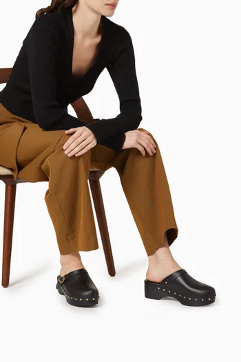 Classic Closed Clog Mules in Leather