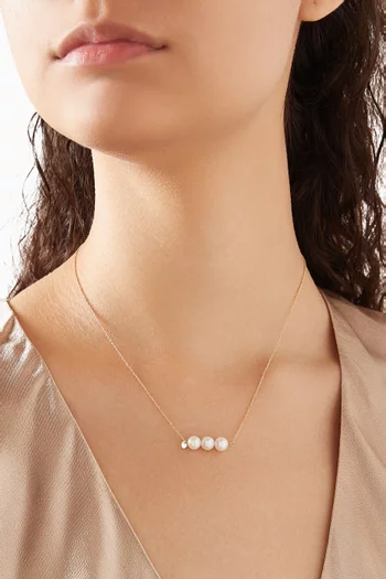 Kiku Pearl Bar Necklace in 18kt Gold