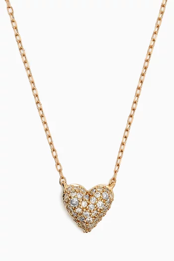 Diamond Puffy Heart Necklace in 14kt Yellow Gold